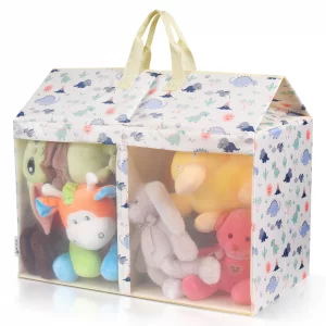 Moteph Dinosaur-Themed Foldable Toy Storage Organizer Box with Lid  Lightweight Collapsible Stuffed Animal Storage Toy Box  Ideal for Play room Ess