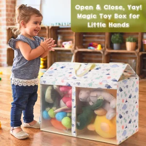 Moteph Dinosaur-Themed Foldable Toy Storage Organizer Box with Lid  Lightweight Collapsible Stuffed Animal Storage Toy Box  Ideal for Play room Ess