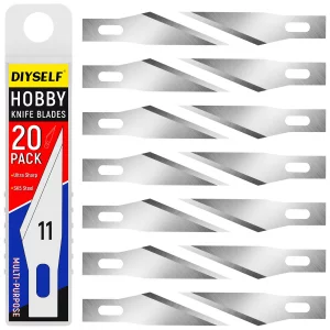 DIYSELF 20PCS Craft Knife Blades, SK5 Carbon Steel #11 Exacto Knife Blades Refill Hobby Art Blade Exacto Blade Cutting Tool with Storage Case for Cra