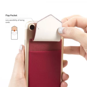 Sinjimoru Secure Card Holder for Back of Phone, Stretchy Fabric Cell Phone Wallet Stick On Credit Card Case for iPhone & Android. Sinji Pouch Flap Bl