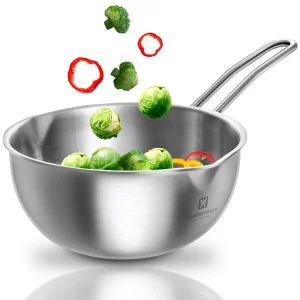 WAGENSTEIGER Stainless Steel Baby Wok 200mm / 7.87inches, 3-Ply Base with Aluminum Core, All Cooktops, Multipurpose Saucepan, Ramen Pot, On-the-go Co