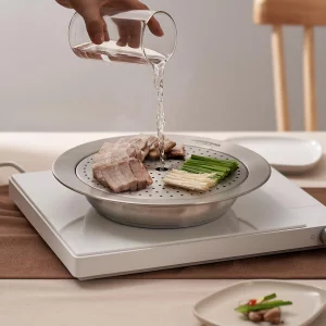 WAGENSTEIGER Stainless Steel Steam Food Warmer Pan with Perforated Tray, Food Steamer, Multipurpose Cooking Pan for Steaming, Boiling, and Warming Fo