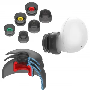 Premium Multi-Flange Eartips for Galaxy Buds2/Galaxy Buds FE (Black)  Always Fits, Never Slips