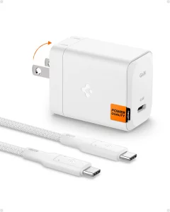 Spigen for USB C Charger, GaN 651 65W PD 3.0 PPS Super Fast Charging 2.0 Compatible with iPhone 17 Galaxy S25 Ultra Galaxy Book 3 360 MacBook Air Lap