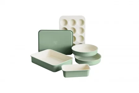 GreenLife 6 Piece Nonstick Bakeware Set, Non-Toxic PFAS-Free Ceramic Oven Pans, Dishwasher & Oven Safe to 450F, Easy Release Baking Sheet, Loaf Pan,