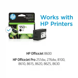 HP 950XL Black High-yield Ink Cartridge for HP Printers | Works with Printer Series: OfficeJet 8600, OfficeJet Pro 251dw, 276dw, 8100, 8610, 8620, 86