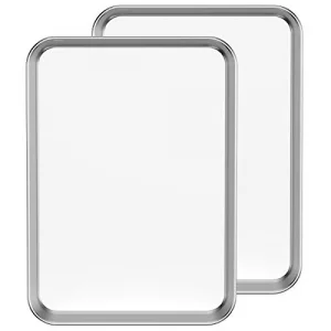 Baking Sheet Set of 2, Bastwe 18 inch Commercial Grade Stainless Steel Baking Pan, Professional Bakeware Oven Tray, Healthy & Non-toxic, Rust Free & 