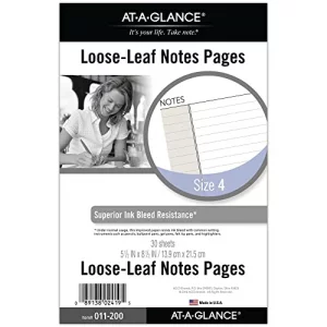 AT-A-GLANCE Day Runner Notes Pages, 87228 DAY-TIMER, Refill, Loose-Leaf , Undated, for Planner, 5-1/2