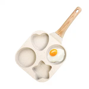 JUSTUP Nonstick 4-Cup Divided Grill Skillet, 7.5 Inch Healthy Granite Egg Frying Pan with Anti-scald Handle, Breakfast Skillet for Eggs, Pancakes, Ba