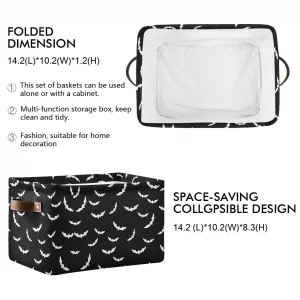 XUWU Storage Basket Bin Bats Halloween Goth Organizer Basket Collapsible Shelf Basket Cube with handle for Nursery Bedroom Bathroom