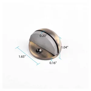 Renovators Supply Manufacturing Antique Brass Door Stoppers 1.25 in Polished Brass Floor Mount Dome Style Door Stop with Mounting Hardware