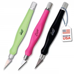 Excel Blades Fit Grip Craft Knife 3-Pack With #11 Ultra-Sharp Carbon Steel Angled Blade  Precision Hobby Knife with Contoured Rubberized Grip for DI