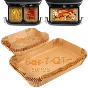 BYKITCHEN Air Fryer Liners Compatible with Ninja Foodi DZ071 7-QT/ 11-QT/Bella 4 QT TriZone Airfryer/Instant 9 QT DualZone FlexBasket Airfryer, 100pc