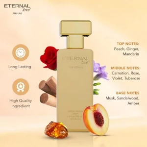 Eternal Love for Women - Long Lasting Eau de Parfum Spray - Premium Floral Fragrance with Peach & Sandalwood - Soft Feminine Scent - 3.4oz