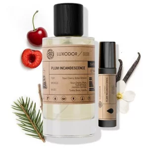 Luxodor Inspired by Lost Cherry 3.4 fl. oz (100ml), Plum Incandescence Eau de Parfum with Roll-On Oil 10 ml | Unisex Long Lasting Cherry Perfume | Fr