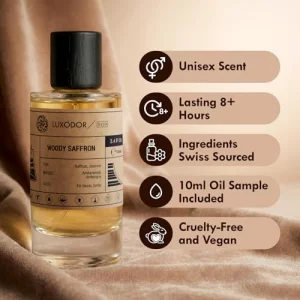 Luxodor Inspired by Baccarat Rouge 540 Eau De Parfum  Woody Saffron Perfume 3.4 fl oz (100ml) with Concentrated Oil  Unisex Pheromone Perfume for W