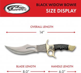 SZCO Spider Design Bowie Knife 14 Inch - Camping Knife with Brown Handle, Stainless Steel Blade, Brass guard and pommel