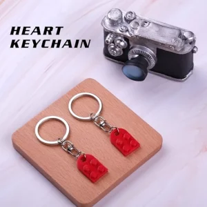 Meyerascal Red Heart Keychain Set for Couples, Brick Heart Keychain for Boyfriend Girlfriend, 2 Pcs Matching Hear t Colorful Keychains.(Red)