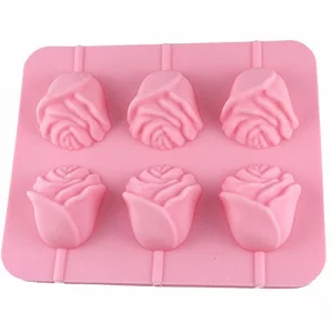 3D Flower Lollipop Mold and 20Pcs Sticks - MoldFun Rose Silicone Lolly Pop Tray for Hard Candy Chocolate Gummy Jello Sucker