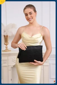 DIHKLCIO Evening Bags Purse Envelop Clutch Chain Shoulder Womens Wristlet Handbag Foldover Pouch (black) X-Large