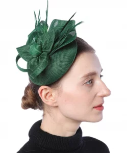 Biruil Fascinators Hat for Women Girls Sinamay Flower Feathers Tea Party Cocktail Headband Hair Clip (A Beige)