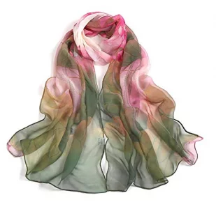 Scarfs for Women Lightweight Print Floral Pattern Scarf Shawl Fashion Scarves Sunscreen Shawls, Green, 160*50CM