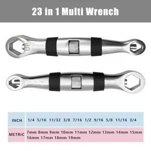 QYQRQF Universal Multifunctional Adjustable Wrench 23 in 1 Spanner Nut and Bolt Pocket Tool from 1/4 to 3/4 Inch and 7mm to 19mm