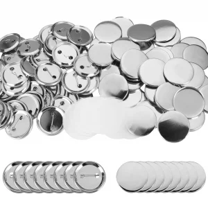 100 Pieces Blank Button Badge Parts for Button Maker Machine, Metal Shells Metal Back Cover and Clear Mylar Components, DIY Crafts Arts Supplies for 