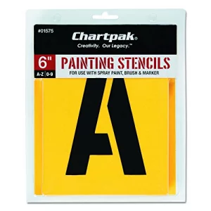 Chartpak Letter and Number Painting Stencils, A-Z and 0-9, 6 Inches H, 35 per Pack (01575)