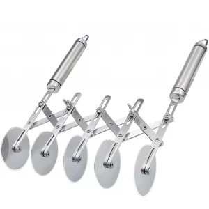 Juome 5 Wheel Pastry Cutter Stainless Pizza Slicer Multi-Round Dough Cutter Roller Cookie Pastry Knife Divider with Handle