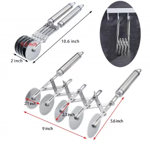 Juome 5 Wheel Pastry Cutter Stainless Pizza Slicer Multi-Round Dough Cutter Roller Cookie Pastry Knife Divider with Handle