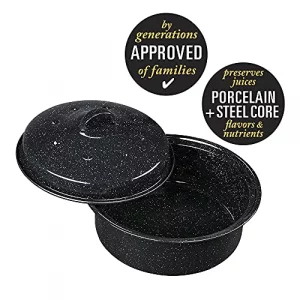 Granite Ware 8.7-Inch Small Covered Round Roaster, 3Lb Capacity  Mini Roaster Enamel Steel Cookware, Dishwasher Safe & PFOA-Free, Even Heat Distribu