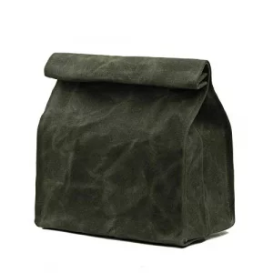 Kaaltisy Waxed Canvas Lunch Bags Work Lunch Box Eco-friendly Reusable Lunch Bag with Hook and Loop Closure, Green, Soft Handfeel