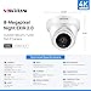 VIKYLIN 4K 8MP PoE IP Camera Outdoor, 4K PoE Turret Camera with Human Vehicle Detection,2.8mm Lens, 98ft EXIR2.0 Night Vision,Built-in Mic, WDR,IP67 