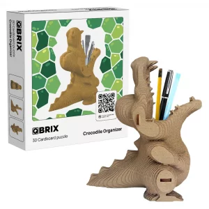 QBRIX Crocodile Organizer 3D Puzzles for Adults, 3D Model Kit for Teens, DIY Crafts for Home Decor, Original Gift for Boys&Girls, Cardboard Model Bui