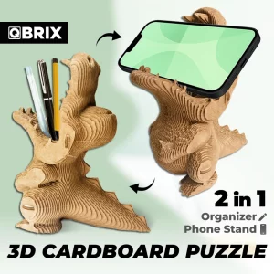 QBRIX Crocodile Organizer 3D Puzzles for Adults, 3D Model Kit for Teens, DIY Crafts for Home Decor, Original Gift for Boys&Girls, Cardboard Model Bui