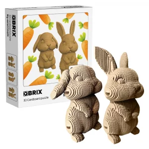 QBRIX Big-Eared Couple 3D Puzzles for Adults, 3D Model Kit for Teens, DIY Crafts for Home Decor, Original Gift for Boys&Girls, Handmade Bunny Toy 14+