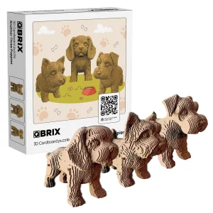 QBRIX Another 3 Puppies 3D Puzzles for Adults, 3D Model Kit for Teens, DIY Crafts for Home Decor, Universal and Original Gift, Cardboard Model Buildi