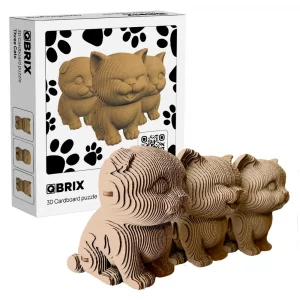 QBRIX 3 Cats 3D Puzzles for Adults, 3D Model Kit for Teens, DIY Crafts for Home Decor, Universal and Original Gift , Cardboard Model Building Kit,14+