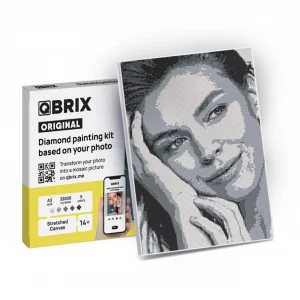 QBRIX Framed Diamond Art from Any Photo - Custom Diamond Painting Kit for Adults - Personalised Gem Art - DIY Craft Kit for Adults - Original - 12 x 