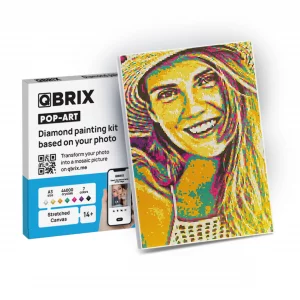 QBRIX Framed Diamond Art from Any Photo - Custom Diamond Painting Kit for Adults - Personalised Gem Art - DIY Craft Kit for Adults - Pop-Art - 12 x 1