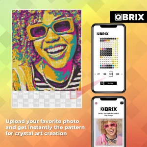 QBRIX Framed Diamond Art from Any Photo - Custom Diamond Painting Kit for Adults - Personalised Gem Art - DIY Craft Kit for Adults - Pop-Art - 12 x 1