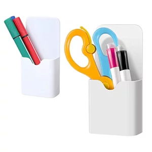 Magnetic Marker Holder Pen Holder for Whiteboard or Fridge Magnet Pencil Cup Storage Organizer for Classroom Office Home Locker and Metal Cabinets Me