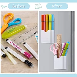 Magnetic Marker Holder Pen Holder for Whiteboard or Fridge Magnet Pencil Cup Storage Organizer for Classroom Office Home Locker and Metal Cabinets Me