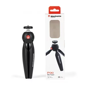 Manfrotto MTPIXIMII-B, PIXI Mini Tripod with Handgrip for Compact System Cameras, for DSLR, Mirrorless, Video, Made in Italy, Technopolymer and Alumi