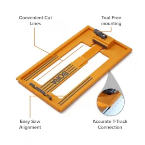 BORA NGX Saw Plate RT Circular Saw Guide, For Straight Cuts, designed for use with Bora NGX and WTX Clamp Edge System, Adjustable to fit most Circula
