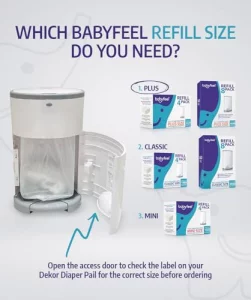 Babyfeel Refills Compatible with DEKOR PLUS Diaper Pails | 4 Pack | Exclusive 30% Extra Thickness | Diaper Pail Refills with Powerful Odor Eliminatio
