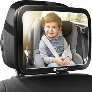 KeaBabies Shatterproof Baby Car Mirror, Backseat - Large Safety Car Seat Mirror for Baby Rear Facing, 360 Crystal Clear View, Accessories for Removab