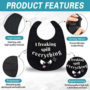Maziky Funny Adult Bibs for Eating Man Women Elderly, Washable Clothing Protectors Bib for Adults Senior Citizens (I freaking spill everything)