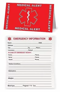Medical Condition and Emergency Contact ID Wallet Card Folding, Medical Alert Card (10 Pack)